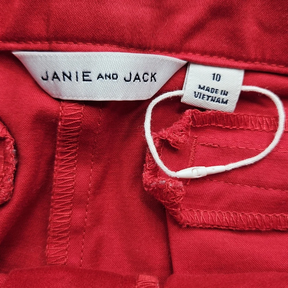 Janie And Jack Size 10 Red Trouser Pants Tuxedo Stripe Red Adjustable Waist